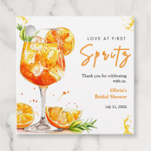 Orange Cocktail Love at First Spritz Bridal Shower Favour Tags