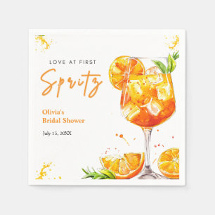Orange Cocktail Love at First Spritz Bridal Shower Napkin