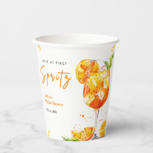 Orange Cocktail Love at First Spritz Bridal Shower Paper Cups