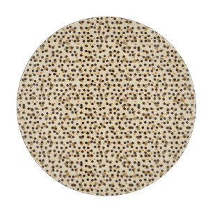 orange, coffee bean and beige polka dots cutting board