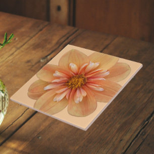 Orange Collarette Dahlia Floral Tile