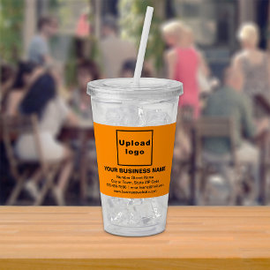 Orange Colour Business Brand on Acrylic Tumbler