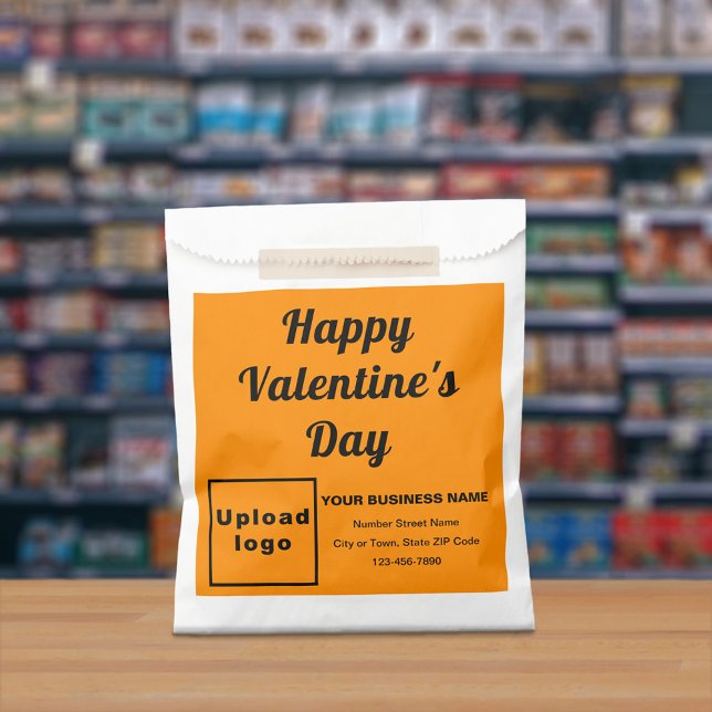 Orange Colour Business Brand; Valentine; Paper Bag (Orange color business brand with Valentine greeting on paper bag.)