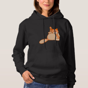 Orange Colour Cat Lying And Raised Her Hind Leg An Hoodie