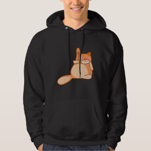 Orange Colour Cat Lying And Raised Her Hind Leg An Hoodie