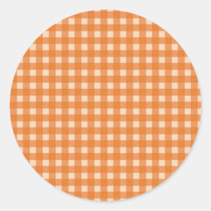 orange colour country plaids classic round sticker