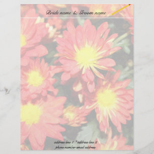 Orange colour daisy flowers. Wedding Customized Letterhead