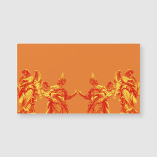Orange colour digital art with sculptures