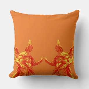 Orange colour digital art with sculptures cushion