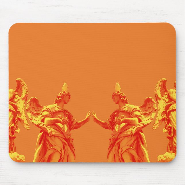 Orange colour digital art with sculptures mouse pad (Front)