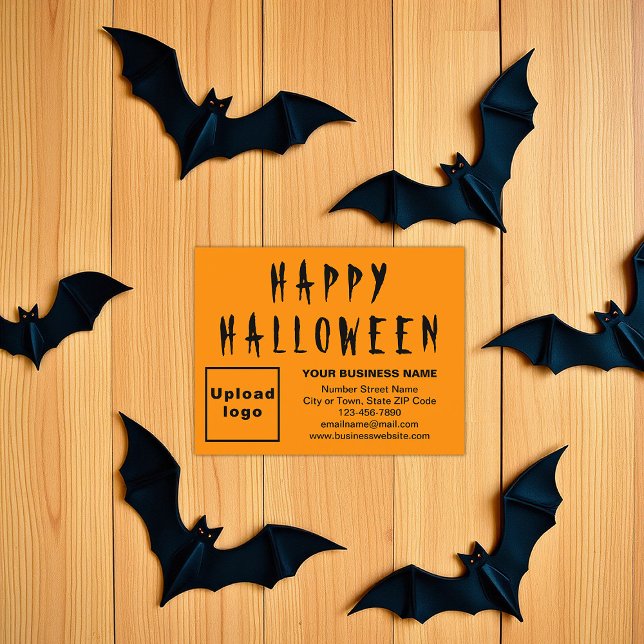 Orange Colour Halloween Business Small Flat Holiday Card (Orange color Halloween business flat holiday card)