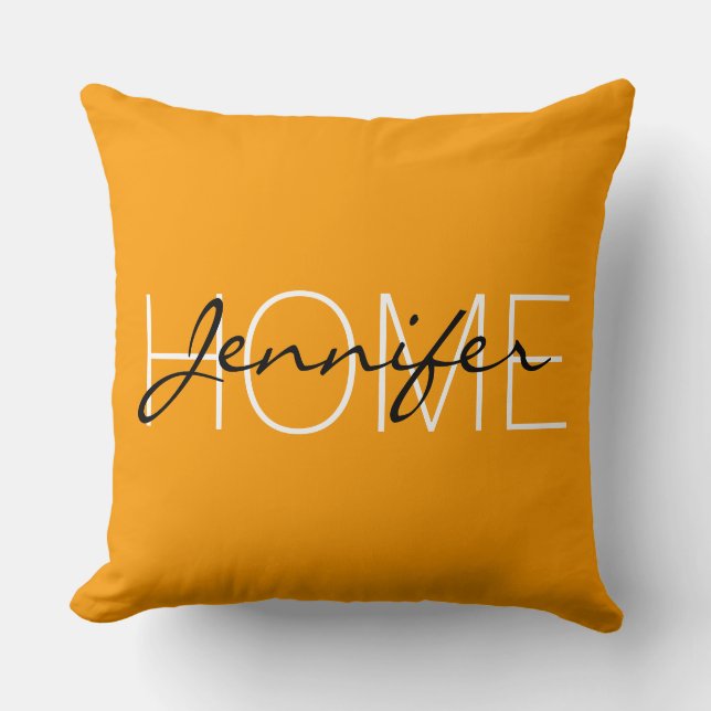 Orange colour home monogram cushion (Front)