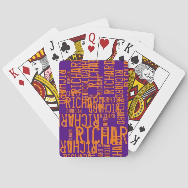 Orange Colour Name printed all over Purple  Playing Cards (Back)
