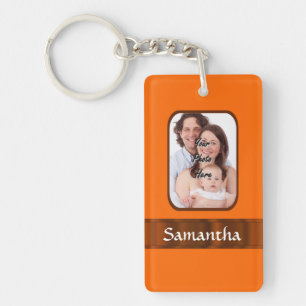 Orange colour personalised key ring