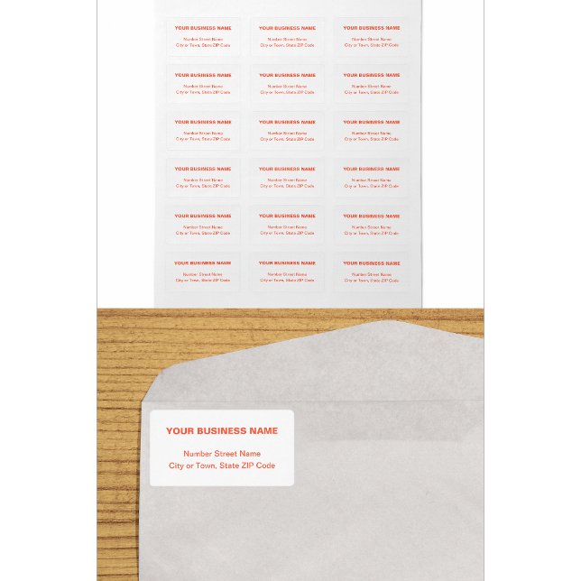 Orange Colour Plain Texts Business Address Label (Creator Uploaded)
