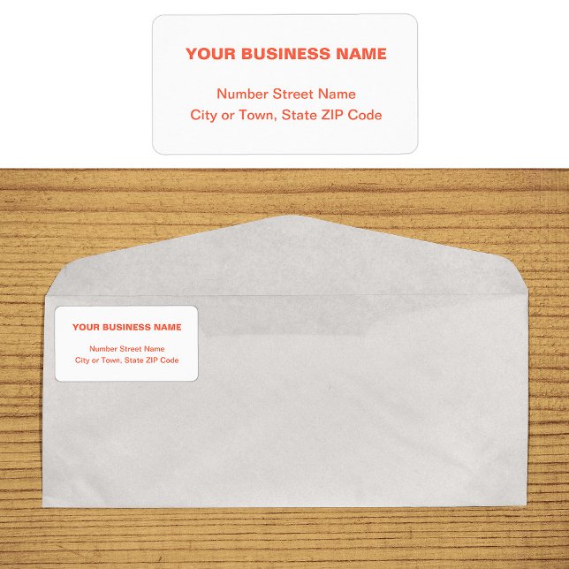 Orange Colour Plain Texts Business Address Label (Business address label in orange plain text)