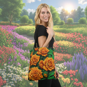 Orange Colour Rose Flower Tote Bag