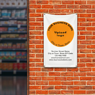 Orange Colour Round Shape Business Brand on Banner