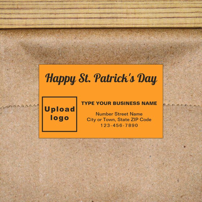 Orange Colour Saint Patrick Business Rectangular Sticker (Business brand with Saint Patrick greeting on orange rectangle sticker)