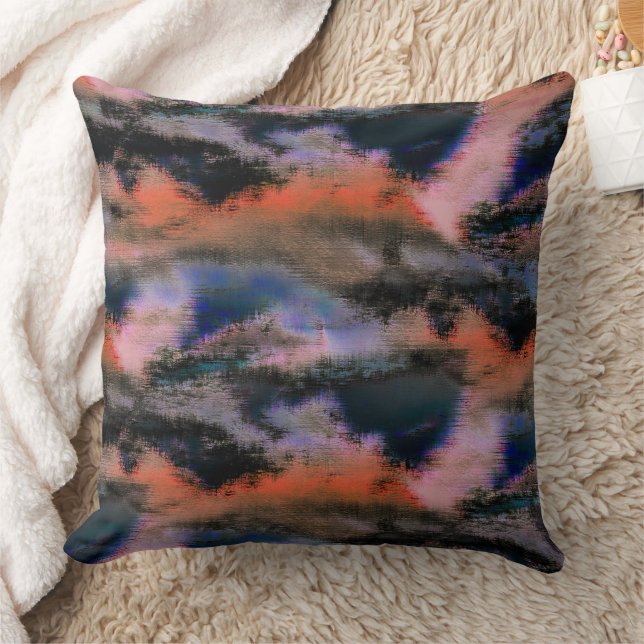 Orange coloured dark clouds texture drizzled offse cushion (Blanket)
