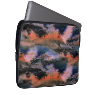 Orange coloured dark clouds texture drizzled offse laptop sleeve