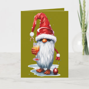 Orange-Coloured Mixed-Drink Skaal to the Snowy-Sea Holiday Card