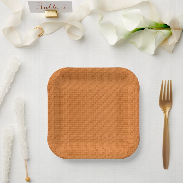 Orange Coloured Tiny Polka Dot Texture (Dark) g9 Paper Plate (Wedding)