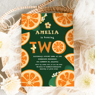 Orange Colourful Citrus Child Second Birthday Invitation