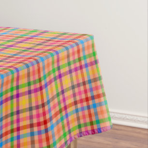 Orange Colourful Gingham Plaid Pattern Tablecloth