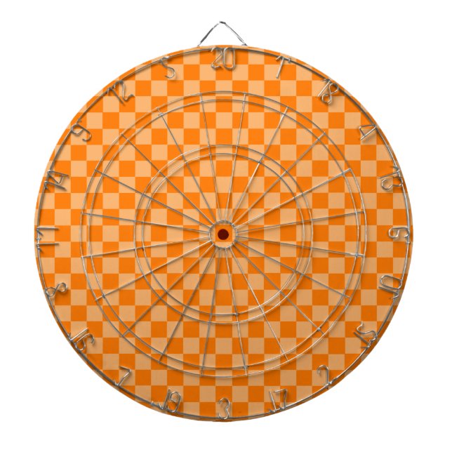 Orange Combination Chequerboard by Shirley Taylor Dartboard (Front)