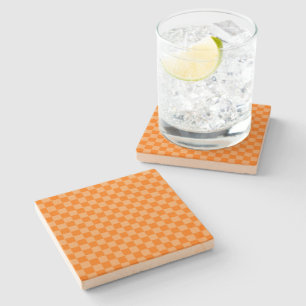 Orange Combination Chequerboard by Shirley Taylor Stone Coaster