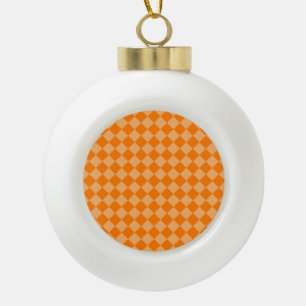 Orange Combination Diamond Pattern by STaylor Ceramic Ball Christmas Ornament