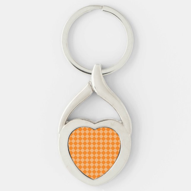 Orange Combination Diamond Pattern by STaylor Key Ring (Front)
