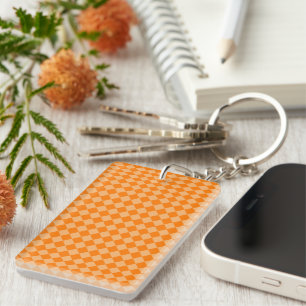 Orange Combination Diamond Pattern by STaylor Key Ring