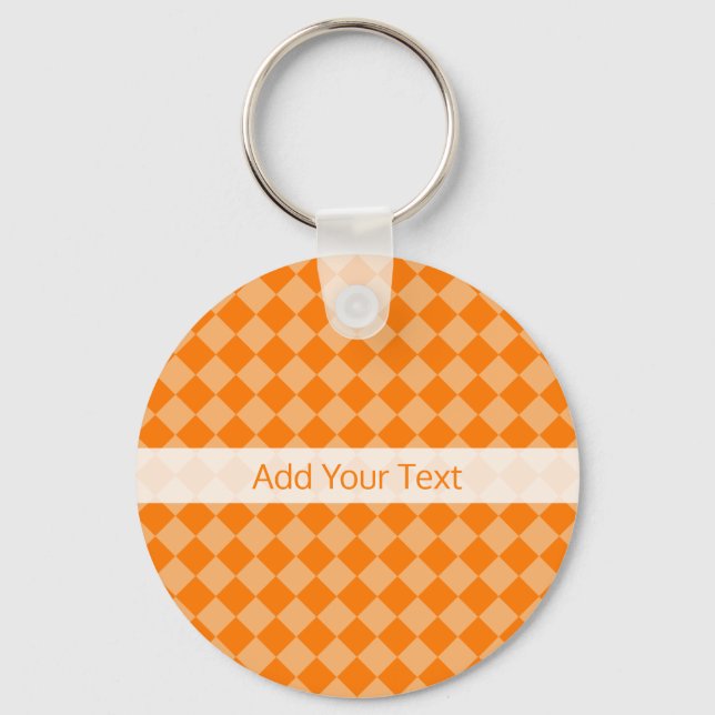 Orange Combination Diamond Pattern by STaylor Key Ring (Front)