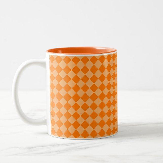 Orange Combination Diamond Pattern by STaylor Two-Tone Coffee Mug (Left)