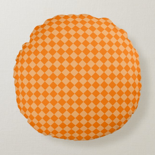Orange Combination Diamond Pattern STaylor Round Cushion (Front)