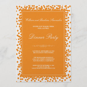 Orange Confetti Dinner Party Invitation