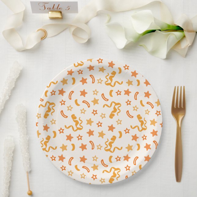 Orange Confetti Paper Plate (Wedding)