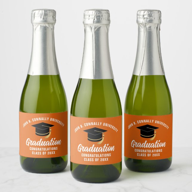 Orange Congratulations 2024 Graduation Party Sparkling Wine Label (Bottles)
