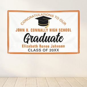 Orange Congratulations Graduate Customised Party Banner