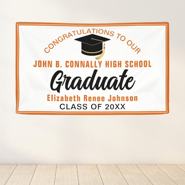 Orange Congratulations Graduate Customised Party Banner (Creator Uploaded)