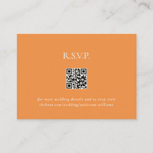Orange Contemporary QR Code Wedding RSVP II Enclosure Card