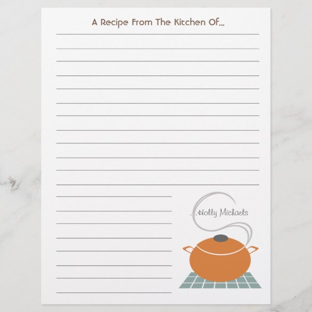 Orange Cooking Pot From The Kitchen Of..Letterhead (Front)