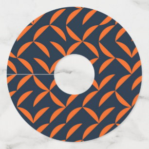 Orange, cool, modern, trendy wavy illustration wine glass tag