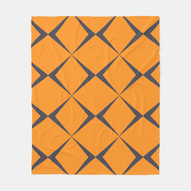 Orange, cool, simple, trendy, chevron shapes fleece blanket (Front)