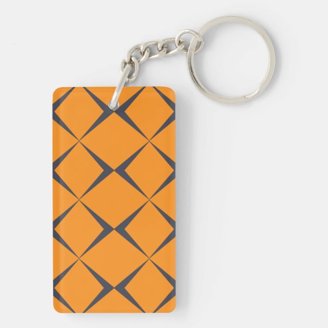 Orange, cool, simple, trendy, chevron shapes key ring (Back)