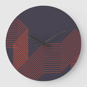 Orange cool  simple trendy decorative illustration large clock