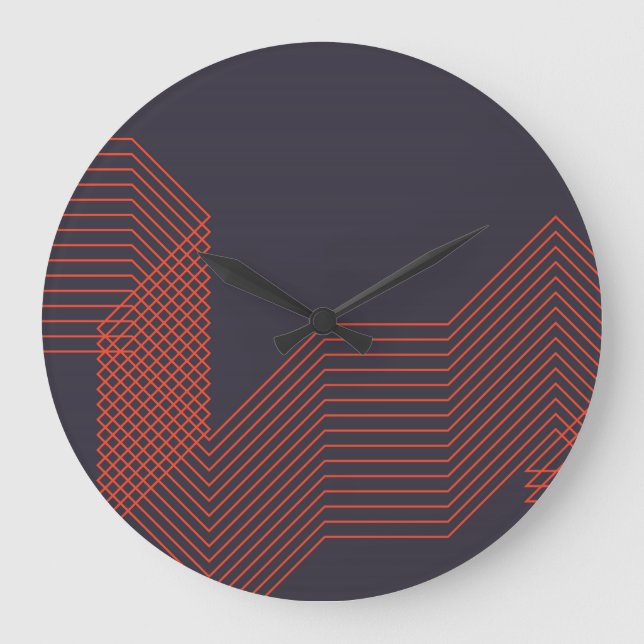 Orange cool  simple trendy decorative illustration large clock (Front)