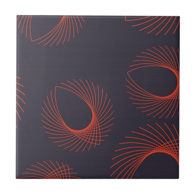 Orange, cool, trendy, geometric eye abstraction tile (Front)